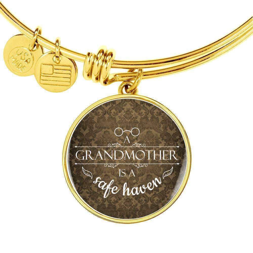 To My Girlfriend A Grandmother Is A Safe Haven Circle Bangle Bracelet Stainless